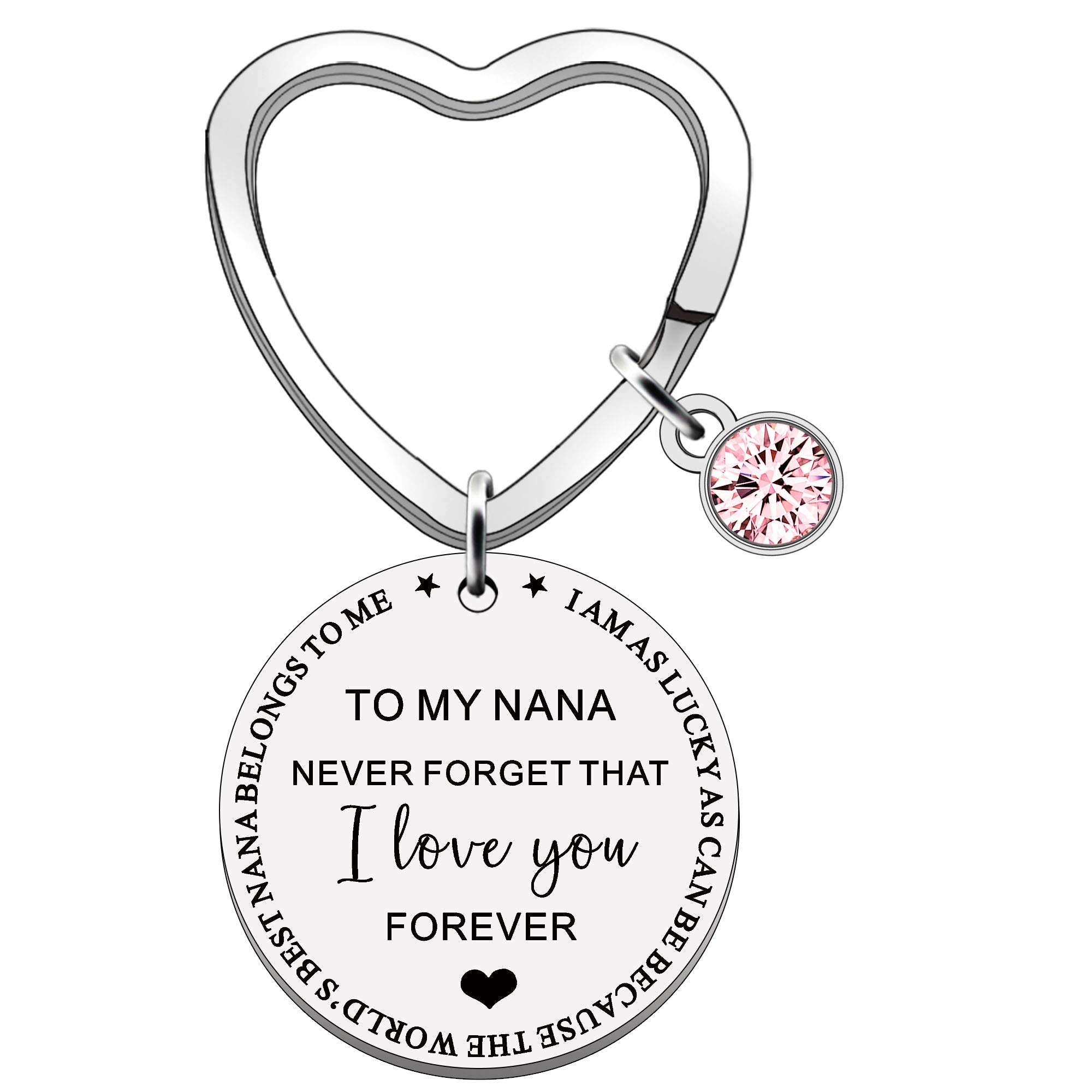 FMCC Nana Gifts Mothers Day Gifts for Nana Birthday Christmas Keyring from Grandchildren Never Forget That I Love You Forever