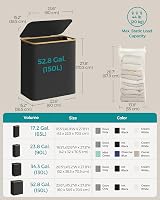 SONGMICS 150L Laundry Basket with 3 Compartments Lid 60x38.5x70.5 cm view 6