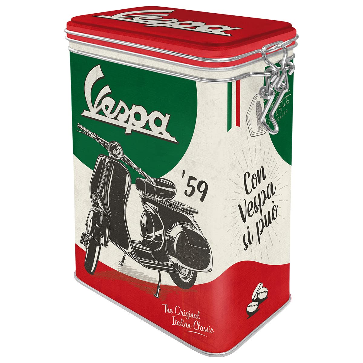 Nostalgic-Art Retro Coffee Canister 1.3 Litre Vespa - The Italian Classic - Gift Idea for Scooter Fans Tin Tin with Aroma Lid Vintage Design