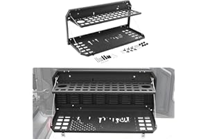 Hoolcar Tailgate Table Double-Layer Foldable Table Cargo Shelf Storage Rack Compatible with Jeep Wrangler JK JKU JL JLU 2007-2024, Support up to 100lb Storage Cargo Luggage Holder Carrier, Black