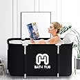 HotMax Portable Bathtub Kit, Foldable Soaking Bathtub for Adults, Freestanding Bathtubs, Hot Bath Tub, Ice Bath, Family Bathroom SPA Tub (Black)