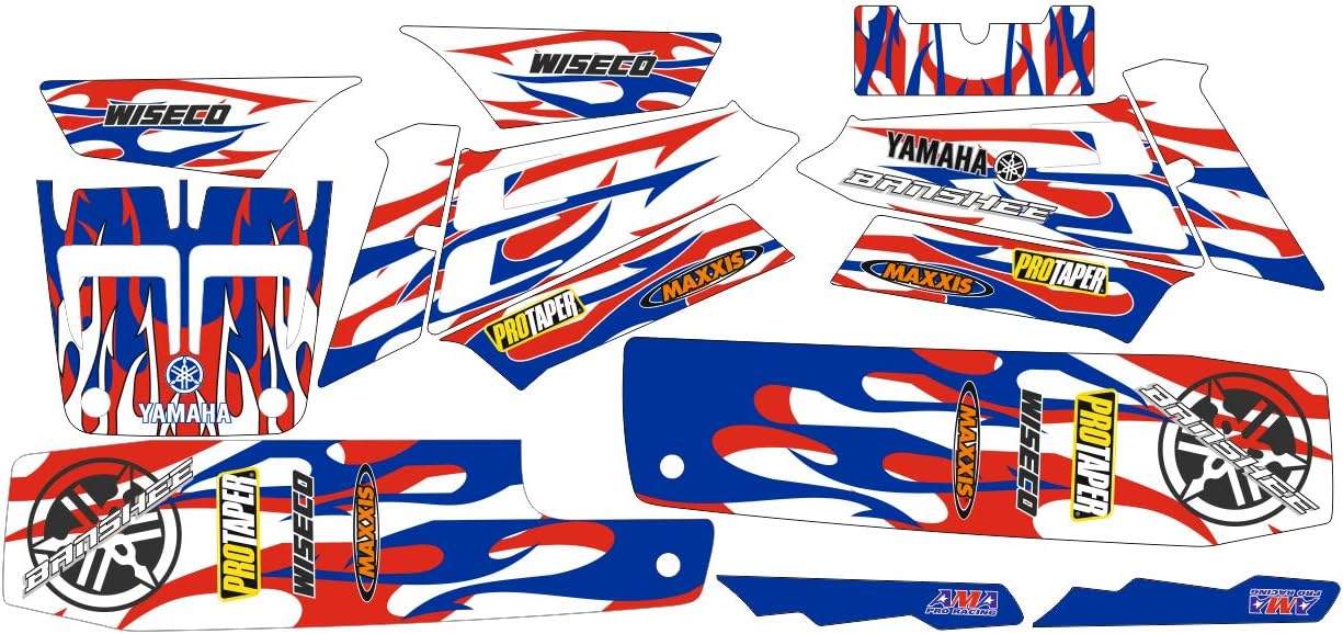 Custom MX vinyl Motorcycle Graphic Stickers Kit Decal For Compatible with YAMAHA BANSHEE 350, Years 1987-2005.(not OEM)
