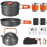 FUNYKICH Camping Pots and Pans Set, Non-Stick Camping Cooking Set, Lightweight Camping Cookware with Storage Bag for Camping, Backpacking, Outdoor Cooking & Picnic