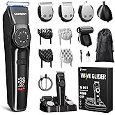 SUPRENT Beard Trimmers for Men - All-in-One Mens Grooming Kits with 40 Precision Dials,Waterproof Adjustable Trimmers for Hair, Beard, Face, Nose & Body, USB-C Rechargeable, 3.5H Running Time (Black)