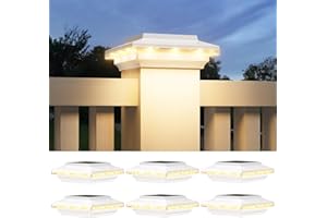 ELECLINK 4x4 Solar Post Cap Lights Upgraded, Brighter and Extended Beam to Light Post Fence Deck with Warm/White Lights, Waterproof Outdoor Posts Solar Lights for Patio Porch Vinyl/Wooden Posts 6 Pack
