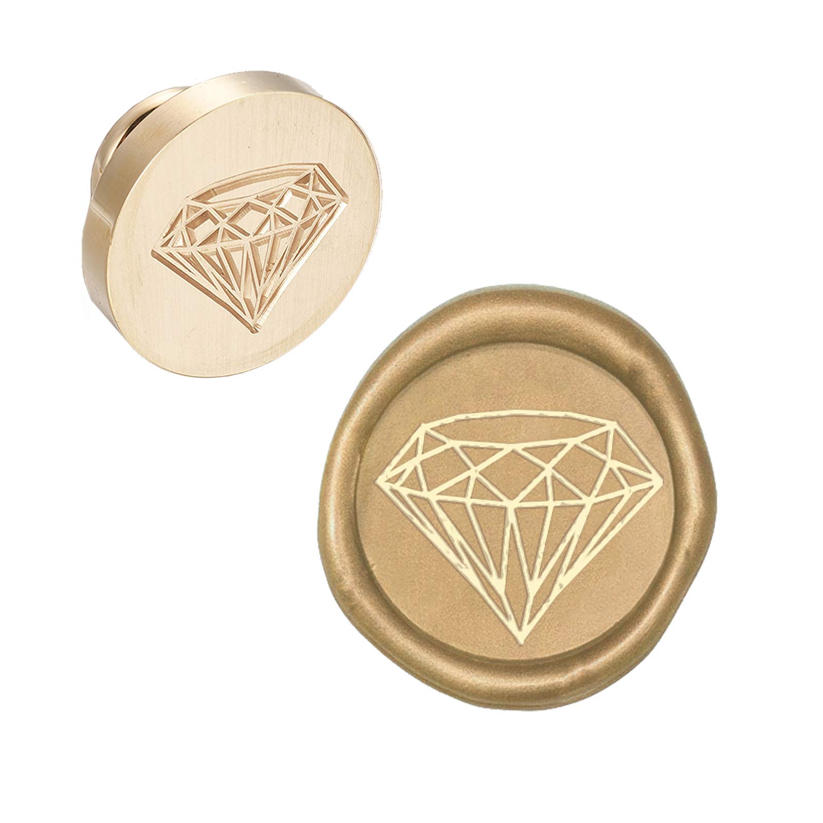 CRASPIRE Wax Seal Stamp Head Diamond Removable Sealing Brass Stamp Head for Creative Gift Envelopes Invitations Cards Decoration