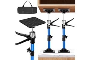 AKIMRABY Cabinet Jacks for Installing Cabinets, 11.8" - 23.2" Adjustable Steel Jack Rod, Third Hand Tool with 80 lbs Capacity, Metal Handle Adjustable Support Pole with Rotatable Anti-Slip Pads, 2-Pack