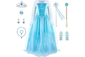 Jeroesja Princess Dresses for Girls - Graceful Sequin Princess Costume with Accessories - Dress Up Clothes for Halloween