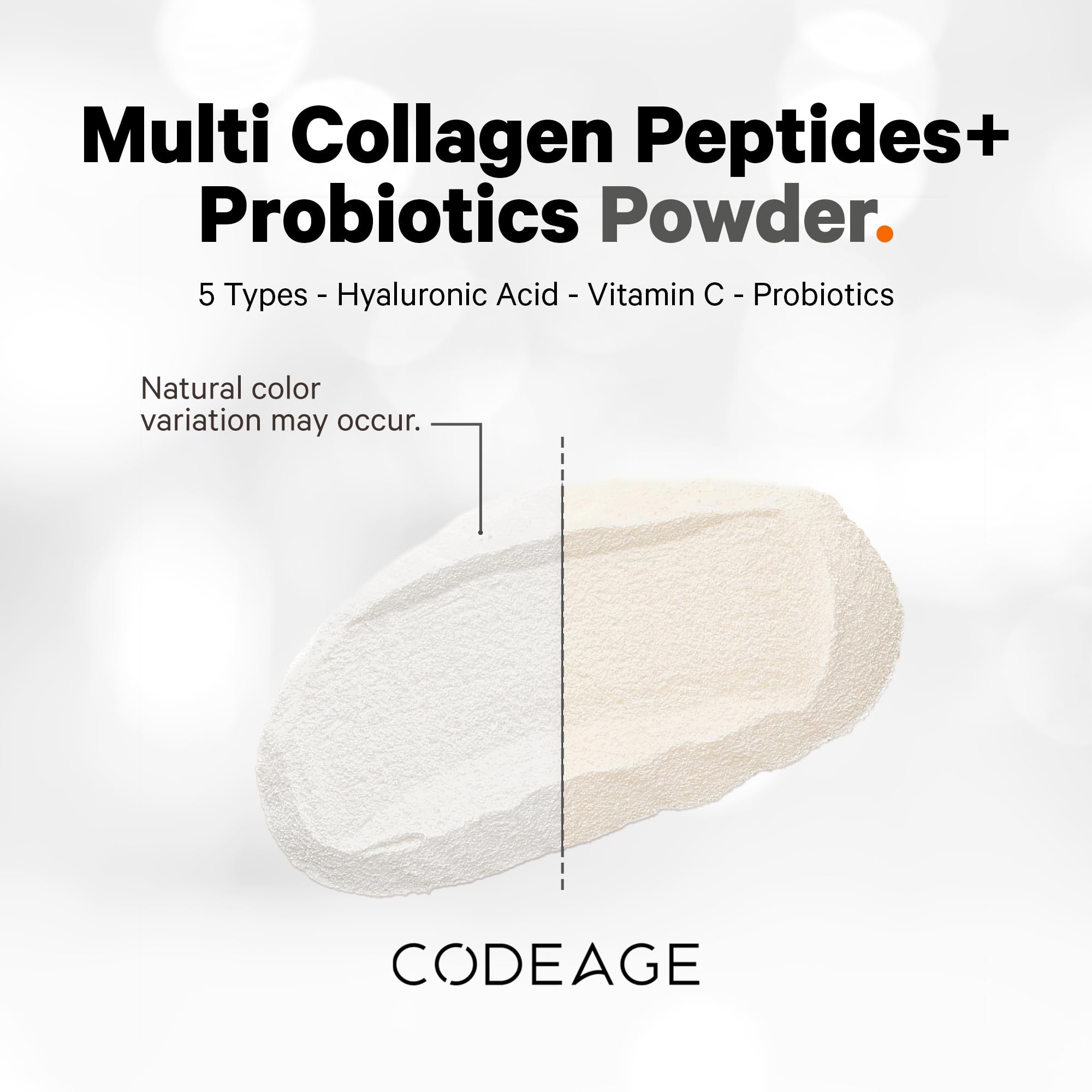 Codeage Multi Collagen Peptides Powder + Probiotics Black Edition, Vitamin C, Hyaluronic Acid Powder Supplement, Grass-Fed, Hydrolyzed, Zero Carbs, Type I, II, III, V & X, Unflavored, 10.58oz