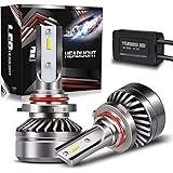 AUSI 9006 HB4 Low Beam LED Headlight Bulbs D6 Series CSP Chips Conversion Kit Fog Lamps, DOT Approved, Adjustable Mini Size D