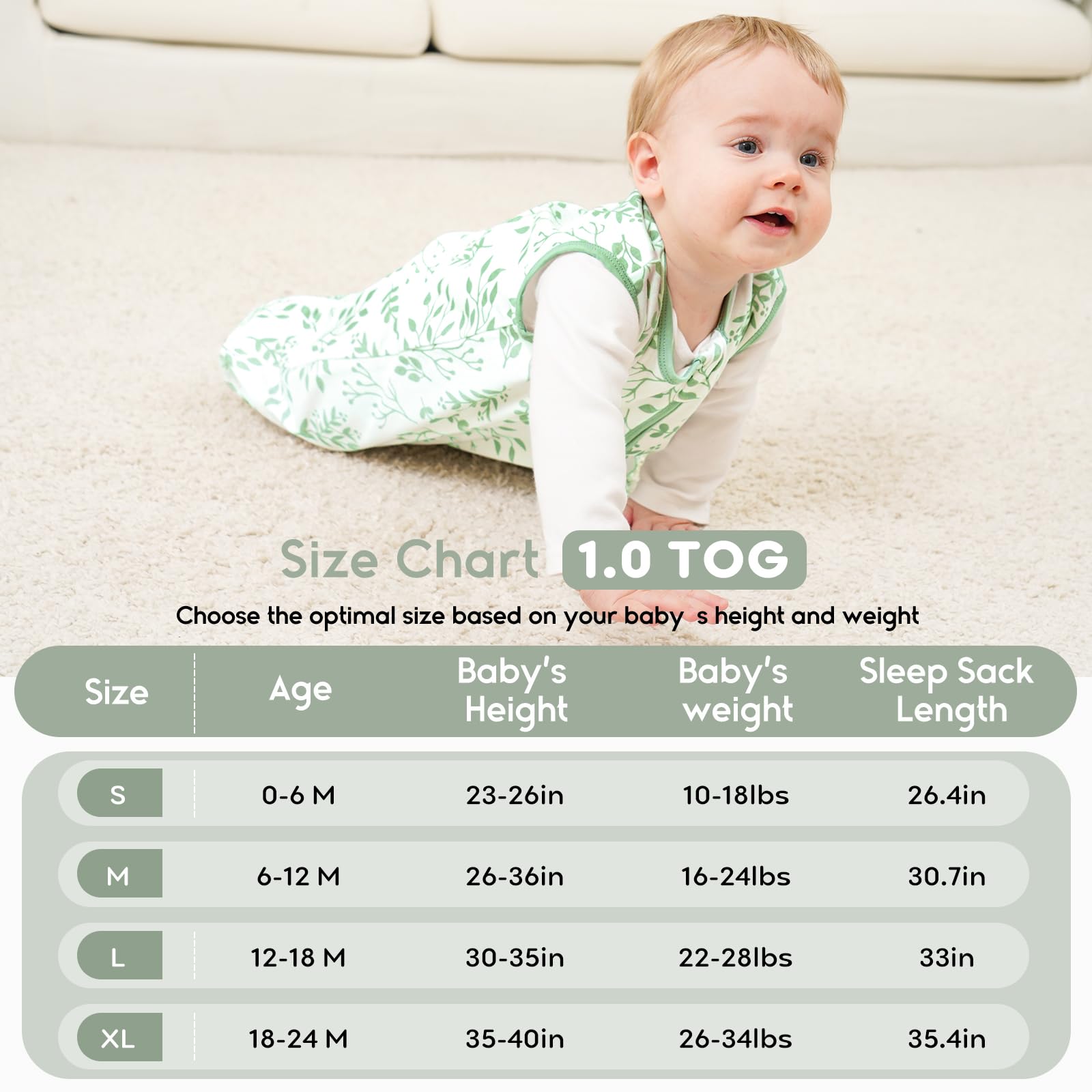 Yoofoss Baby Sleep Sack 6-12 Months TOG 1.0 Baby Wearable Blanket, 2 Pack 100% Organic Cotton Infant Toddler Sleeping Sack 2-Way Zipper Lightweight Sleep Sack