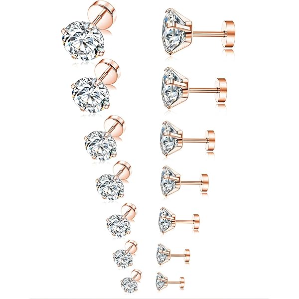 3MM Cubic Zirconia Allergy Free Stainless Steel Piercing Ear Stud - E - Foto 4