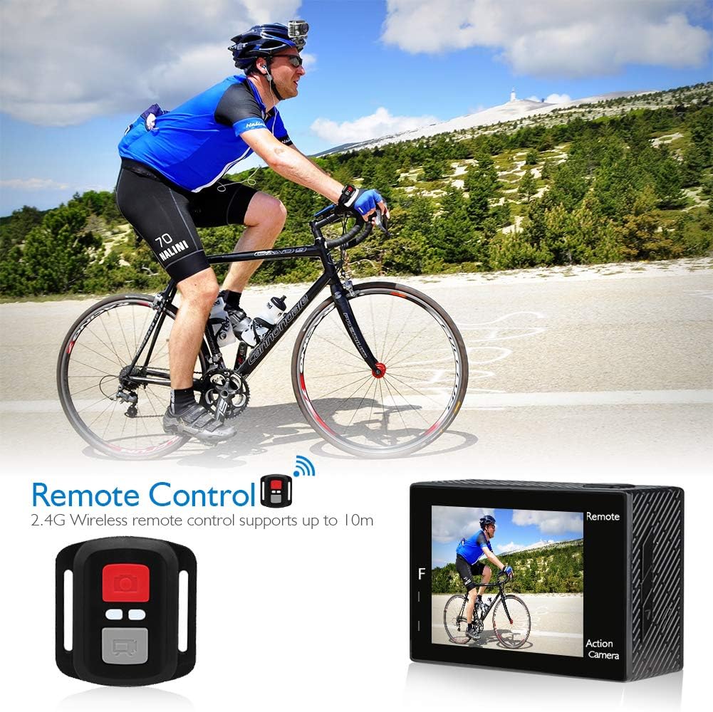 AKASO Brave 4 4K 20MP WiFi Action Camera Ultra HD with EIS 30m Underwater Waterproof Camera Remote Control 5X Zoom Underwater Camcorder with 2 Batteries and Helmet Accessories Kit : Camera & Photo