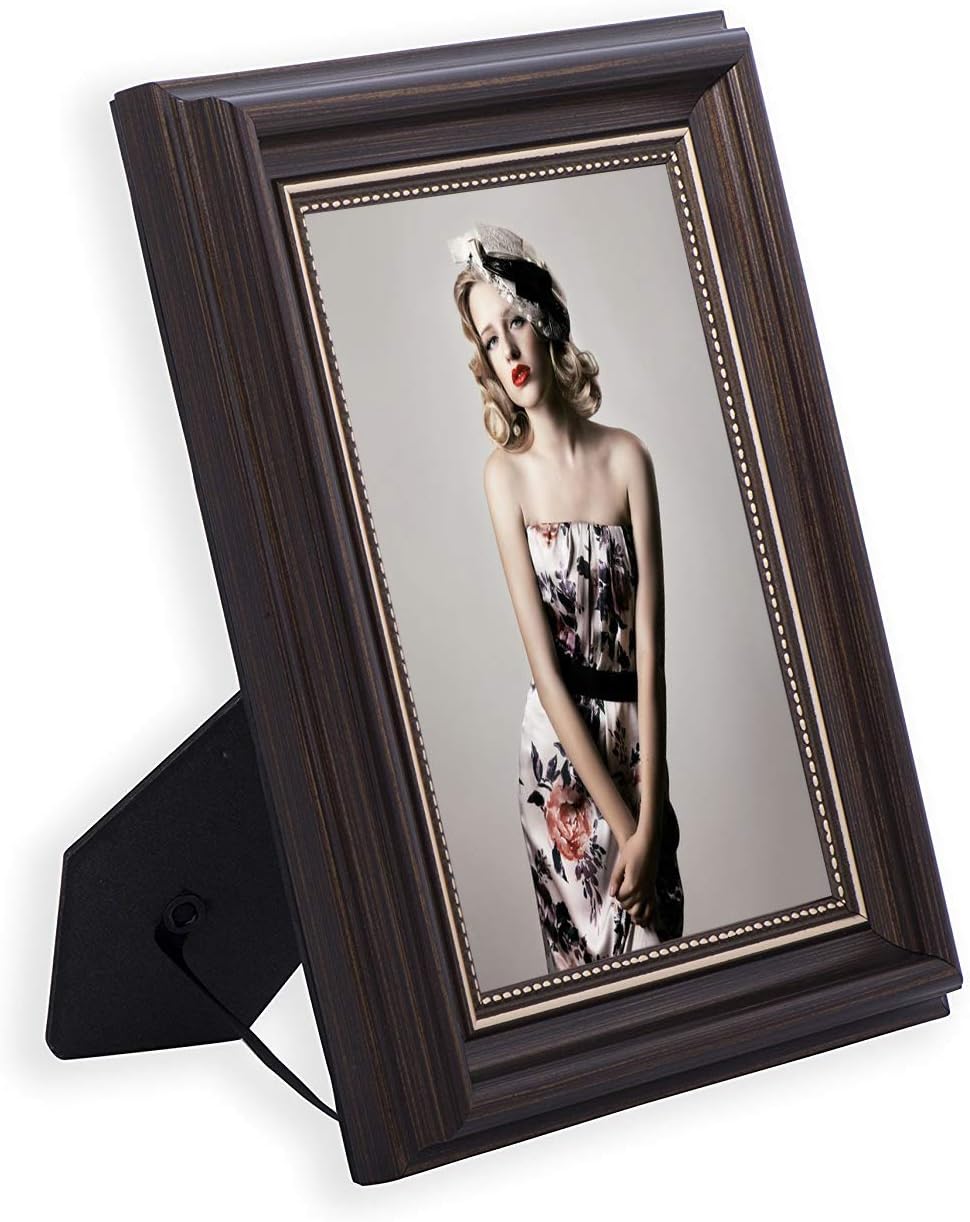 HUIXIANG Picture Frame 4x6 Vintage Portrait Photo Frames Shabby Retro Landscape & Horizontal Rustic Poster Frame Tabletop or Wall, Birthday Gift for Parents Woman Wedding Anniversary 6x4 Inch, Brown
