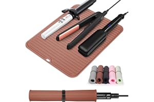 Quccefods Heat Resistant Mat Large Silicone Hot Hair Tools Mat for Curling Irons Flat Iron Hair Straightener Portable Hair St