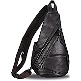 Genuine Leather Sling Bag for Men and Women - Vintage Sling Backpack Shoulder Crossbody Chest Bag for Ipad