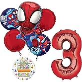Spidey and Friends 3rd Birthday Party Supplies 7pc Foil Balloon Bouquet Decorations