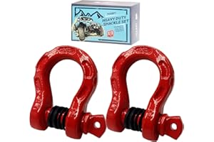 HOUERT Heavy Duty D-Ring Shackle, 68,000 lbs Break Strength, Stronger Than 3/4" D Rings, Tow Shackle with 7/8" Screw Pin & Washers for Off-Road Towing Jeep Vehicle Recovery, Red, 2 Pack
