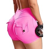 SEASUM Women Pocket Shorts 3"/4.5" Scrunch Butt Workout Cargo Shorts V Waist Yoga Booty Lifting Gym Bottom