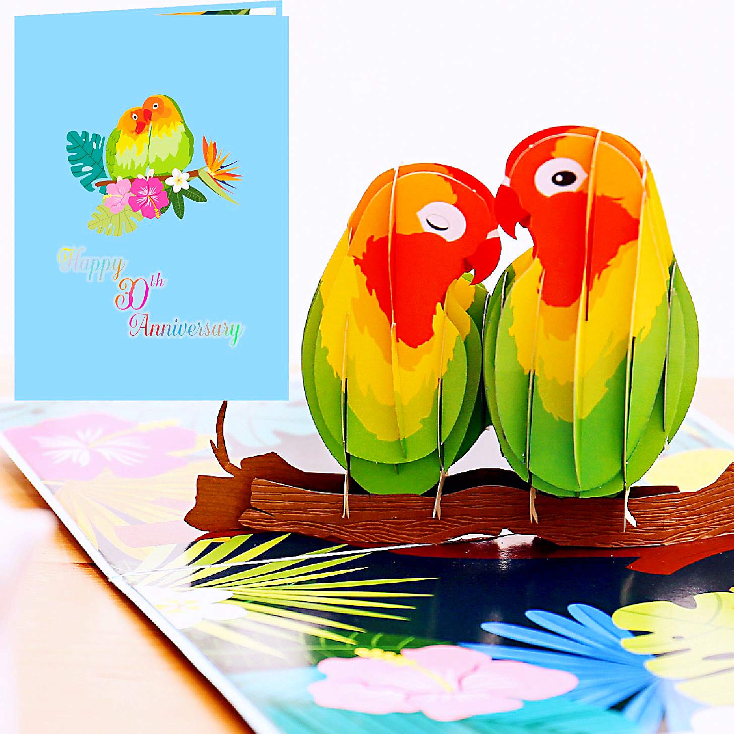 Liif 50th Lovebird Anniversary 3D Greeting Pop Up Card, Happy 50th Anniversary Wedding Card & Gift,For Husband, Wife, Parents, Couple,With Message Note & Envelop,Size 7"x5" (30th Anniversary)