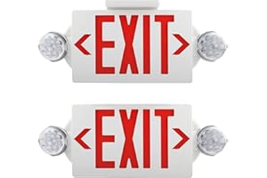 AKT LIGHTING Emergency Exit Light, Adjustable Two LED Head Exit Sign Light, Commercial Emergency Exit Lighting Combo with Back-up Battery for Business UL Certificated (Red, 2 Pack)
