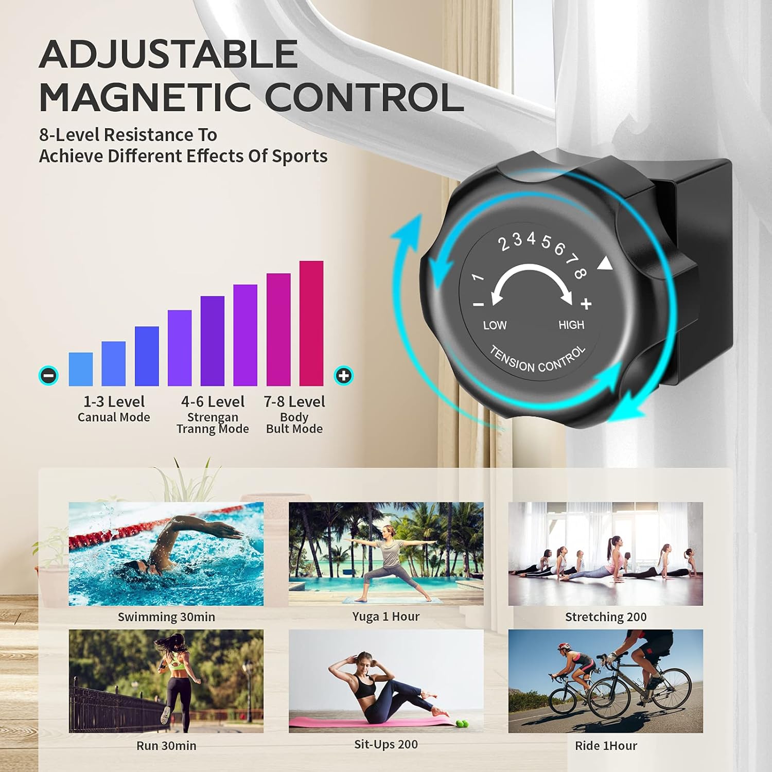 Afully Elliptical Machine Eliptical Trainer with 8 Levels Magnetic Resistance, Tablet Holder, LCD Monitor, Pulse Sensors, Smooth and Quiet for Home Use (E208-18) : Sports & Outdoors