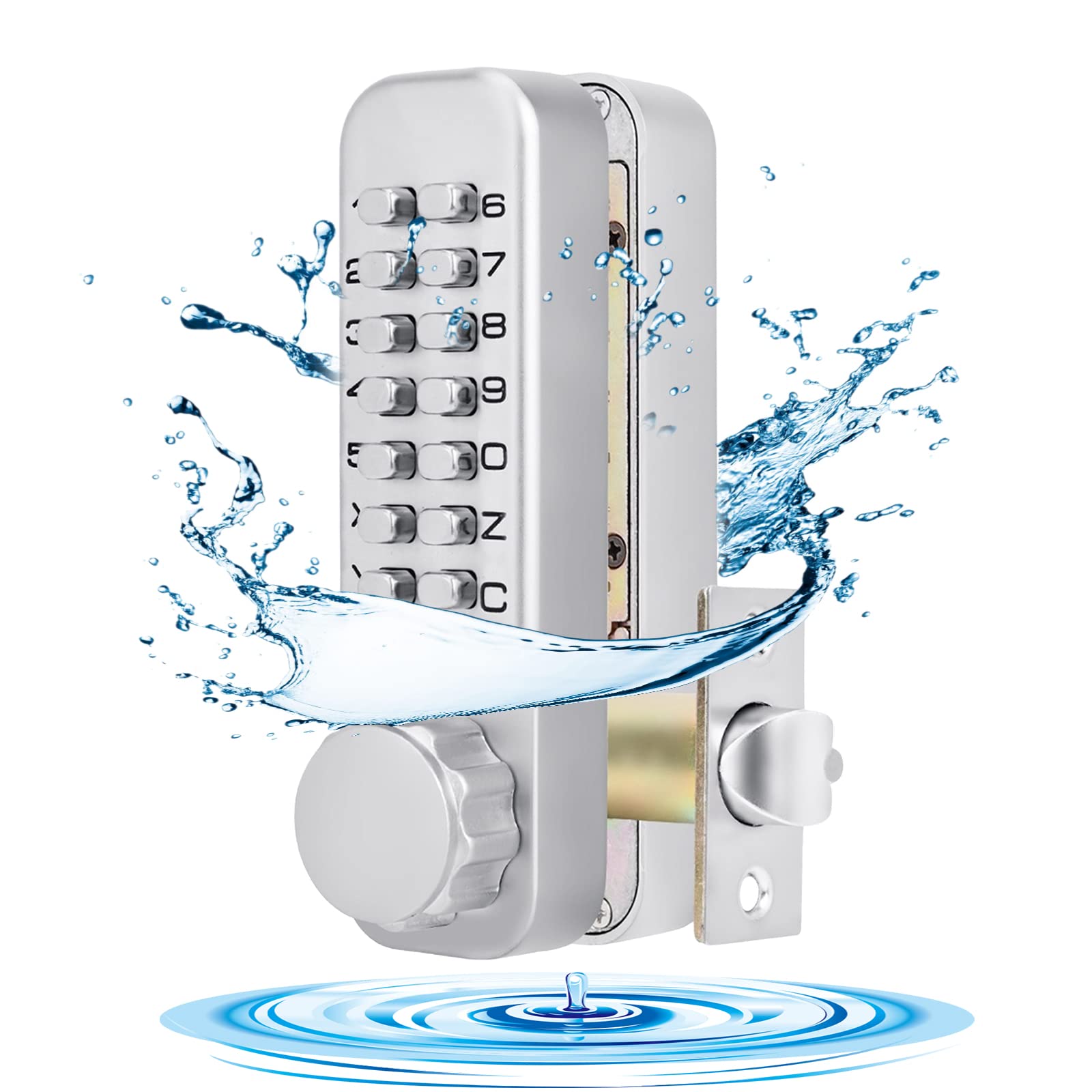 Byged Mechanical Keyless Entry Door Lock, Waterproof Keyless Entry Door Keypads Deadbolt Lock Stainless Steel Digital Outdoor Gate Combination Door Locks for Garage Hotel Office