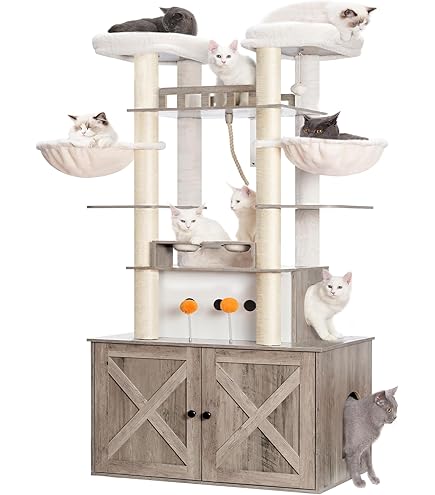 Cat Litter Box Cat Tree Condo Amazon PINDEE Cat Tree With Litter