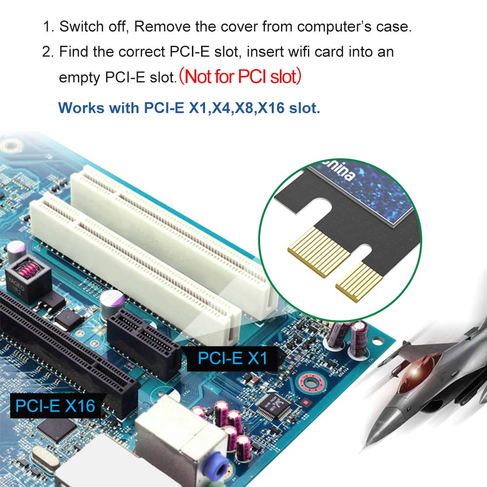 WiFi Card AC1300Mbps EDUP Wireless WiFi PCIe Network Adapter Card 5GHz/2.4GHz Dual Band PCI Express Network Card with 2×6dBi High Gain Antenna for Desktop/PC Gaming