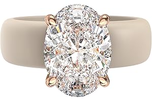 Rinfit Silicone Ring with Stone - Oval Cut Cubic Zirconia Solitaire Engagement Ring for Women - Rubber Wedding Bands - Patented Design