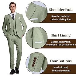 High-End Suits Retro Men Suits Linen 3 Pieces Suit