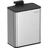 SONGMICS Hanging Trash Can, 2.1-Gallon (8 L) Kitchen Garbage Can with Lid, Cabinet Door Hanging or Wall-Mounted with Hooks, f