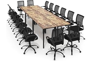 Bonzy Home 14ft Conference Tables Chair Set, 165"x47"x30" Table & 16pcs Chairs, Office Computer Desk and Chair Set for Meeting Room Study Printer Table Seminar Office Furniture Set for 16 People