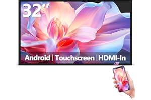 PWR4GTR 32" Anti-Glare 500Nits Capacitive Touchscreen Industrial Monitor, Digital Signage Display for Advertising, Reverse Control Laptop, Wireless Screen Mirroring, Built-in Speakers, USB, HDMI Ports