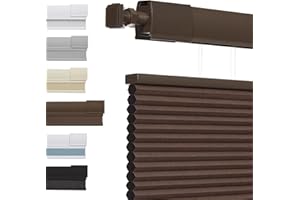 Tonature No Tools No Drill Top Down Bottom Up Cellular Shades for Windows, 1" Blackout Fabric, Cordless Honeycomb Blinds for Indoor Window, Thermal Insulated Noise Reduction, 54" W x 48" H, Brown