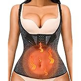 YADIFEN Waist Trainer Vest for Women,Zipper Corset Body Shaper for Tummy Control Neoprene Cincher Tank Top with Straps (Grey-Fixed shoulder straps, L)