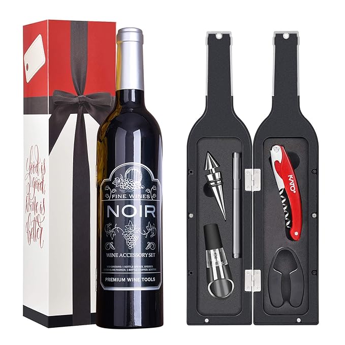 Wine Opener Accessories Gift Set, 5 Pcs Deluxe Wine Bottle Corkscrew