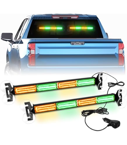LUMENIX 2x12 Inch LED Traffic Advisor Emergency Strobe Lights Bar Front/Rear Window Windshield 2-in-1 Warning Directional Flashing Lightbar For Construction Vehicles Work Trucks Snowplow- White Amber - View #9