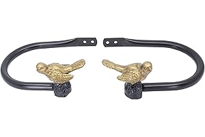 Meriville Set of 2 Decorative Bird Window Curtain Holdbacks for Draperies, Renaissance Gold