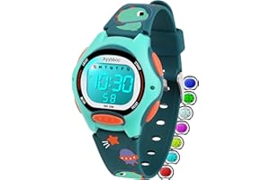 Kids Watch Digital for Girls Boys, 7 Color Lights Waterproof Cute Cat Wristwatches for Kids with Alarm Stopwatch, Kids Presen