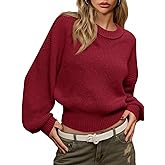 Saodimallsu Womens Batwing Long Sleeve Sweaters Casual Crewneck Loose Chunky Knit Fall Pullover Tops