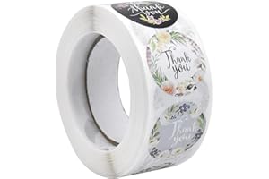 500-Pack Thank You Stickers, 2.5cm Round Self-Adhesive Labels Sticker for Business, Gift Packaging, Envelopes Seals & Wedding