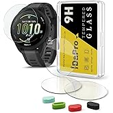 iDaPro Screen Protector for Garmin Forerunner 165/165 Music, 9H Glass | 4-Pack + 4 Dust Plugs + ABS Box. 9H Hardness, Anti-Sc