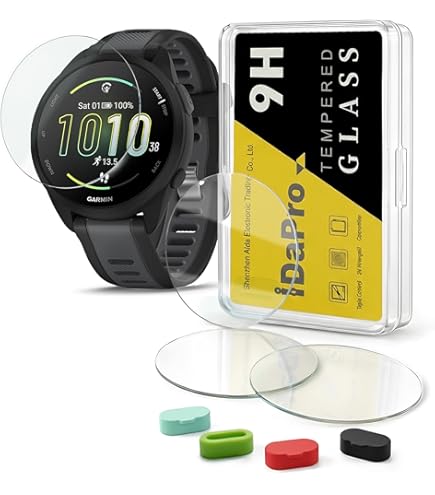 IDaPro [4Pcs Protection D'Ecran Pour Garmin Forerunner 745 Running/Triathlon +[4Pcs] Bouchons Anti-poussière Silicone,Verre Trempé,Dureté 9H,Anti-rayure,Sans Bulle,Anti-empreinte,Installation Facile