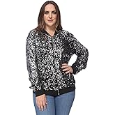 Anna-Kaci Women's Plus Size Sparkly Jacket Long Sleeve Zip Up Sequin Bomber Jacket Coat