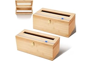 Colingmill 2 Pack 12 Inch Extra Large Foil and Plastic Wrap Organizer with Cutter, Bamboo Wrap Organizer Holder Holds 3000ft Film Rolls or 500ft-1000ft Foil Rolls for Restaurant Kitchen Food Service