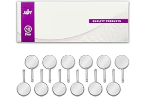 MJW 12 Pcs Dental Handle Mirror Tops - 2.4 cm Rounded Stainless Steel Mirror Top for Teeth Cleaning, Oral Hygiene Inspection Replacement Mirror Heads no 5 for Handle