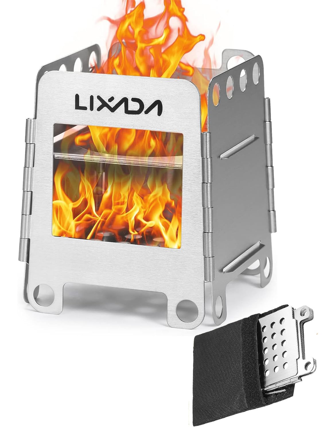 Lixada Camping Stove Portable Stainless Steel Stove for Outdoor Camping Kitchen Picnic and Stove Silver