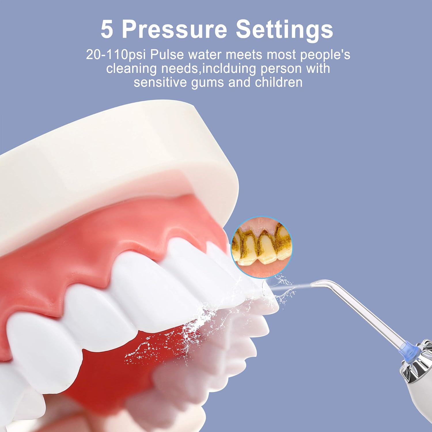 H2ofloss Water Flosser Portable Dental Oral Irrigator with 5 Modes, 6 Replaceable Jet Tips, Rechargeable Waterproof Teeth Cleaner for Home and Travel -300ml Detachable Reservoir (HF-6): Beauty