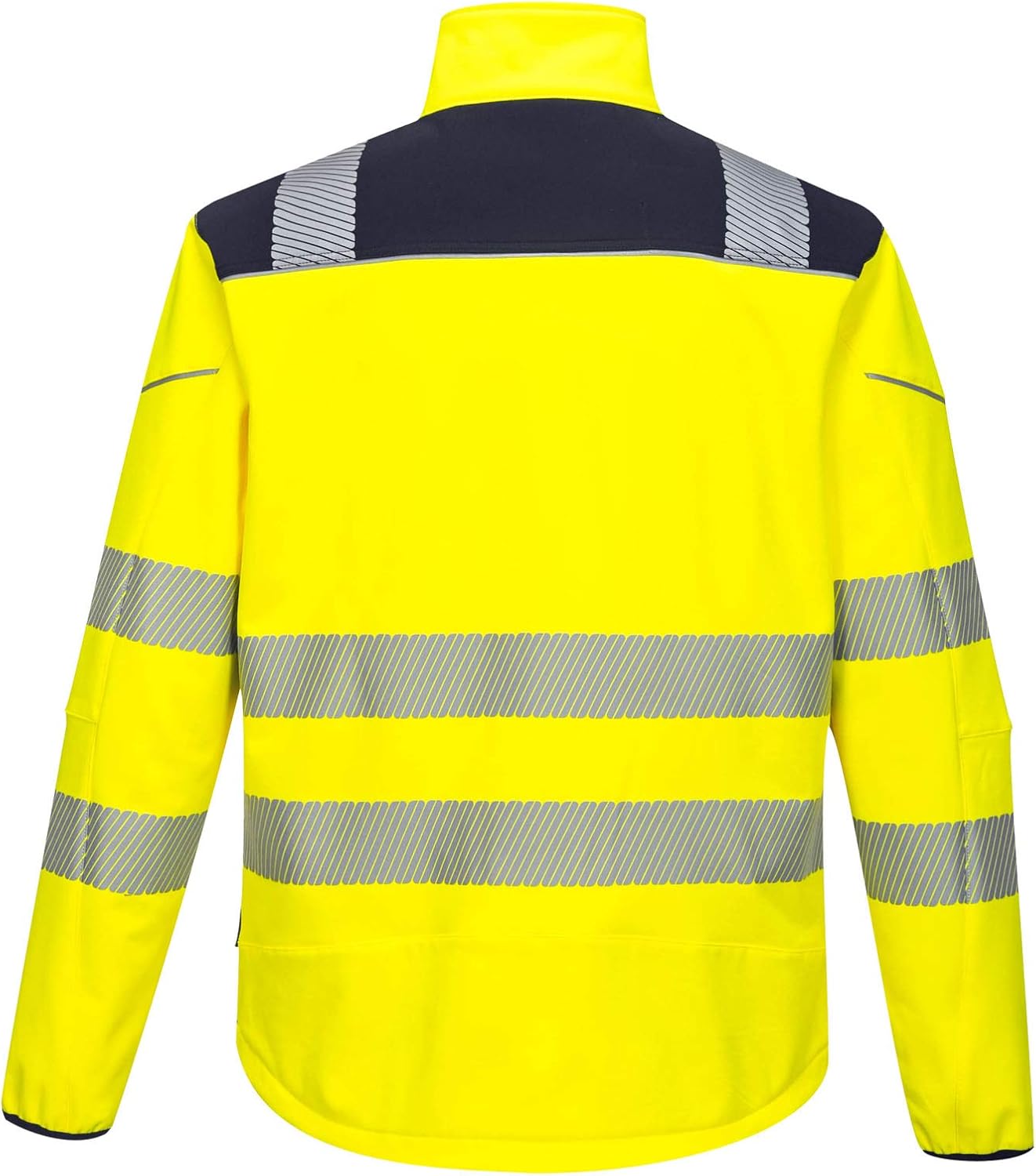 Portwest T402 Men's PW3 Hi Vis Safety Jacket - Windproof Water Resistant High Visibility Reflective Softshell Jacket Yellow/Navy, Large - Image 3